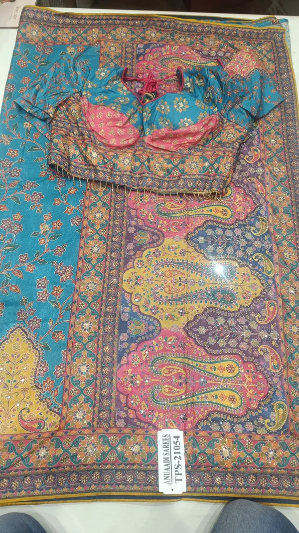 DESIGNER_MULTI_COLOR_SAREE_WITH_READY_TO_WEAR_BLOUSE