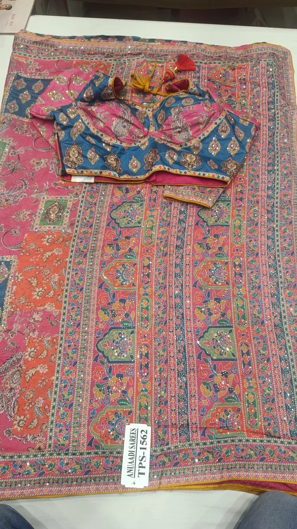 DESIGNER_MULTI_COLOR_SAREE_WITH_READY_TO_WEAR_BLOUSE