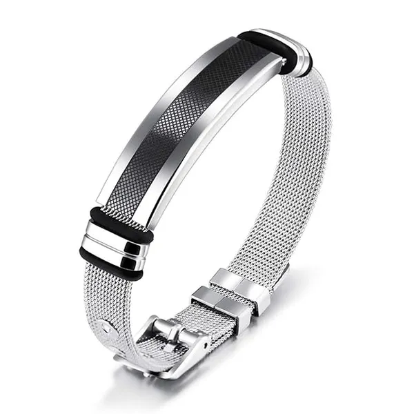 Silver_Metal_Black_Accent_Bracelet_for_Men
