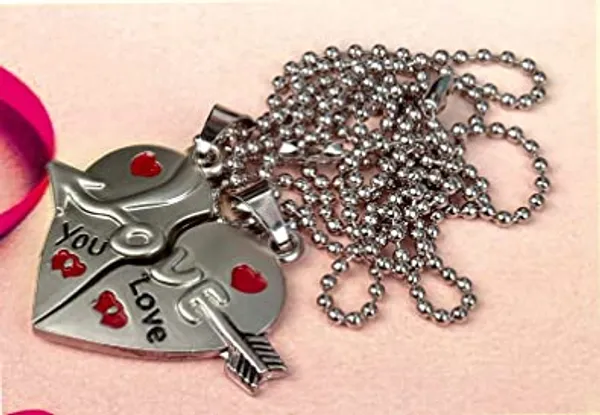 Silver_Tone_Love_Heart_Pendant_Necklace_Set_For_Couples