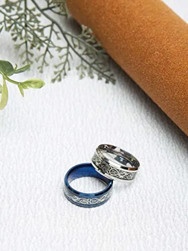 Blue_And_Silver_Celtic_Pattern_Rings_For_Couples