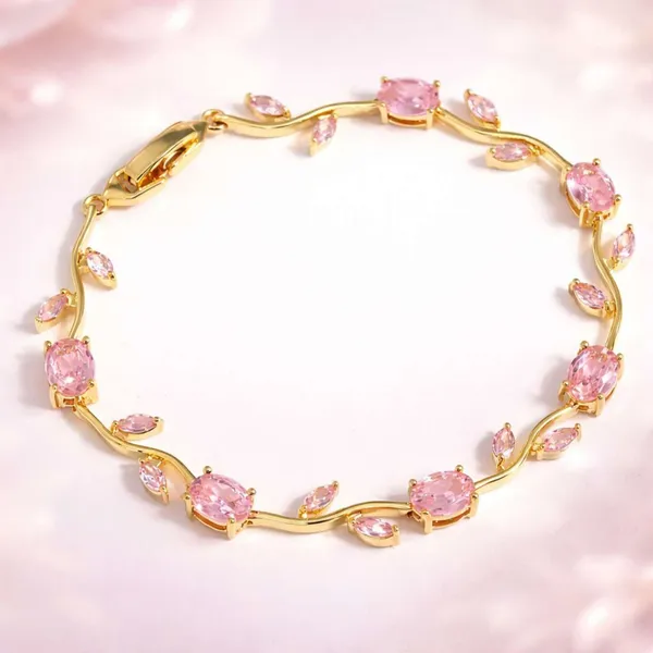 Gold_Tone_Pink_Stone_Floral_Bracelet_for_Women