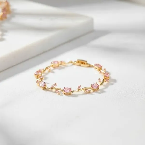 Gold_Tone_Pink_Crystal_Link_Bracelet_for_Women