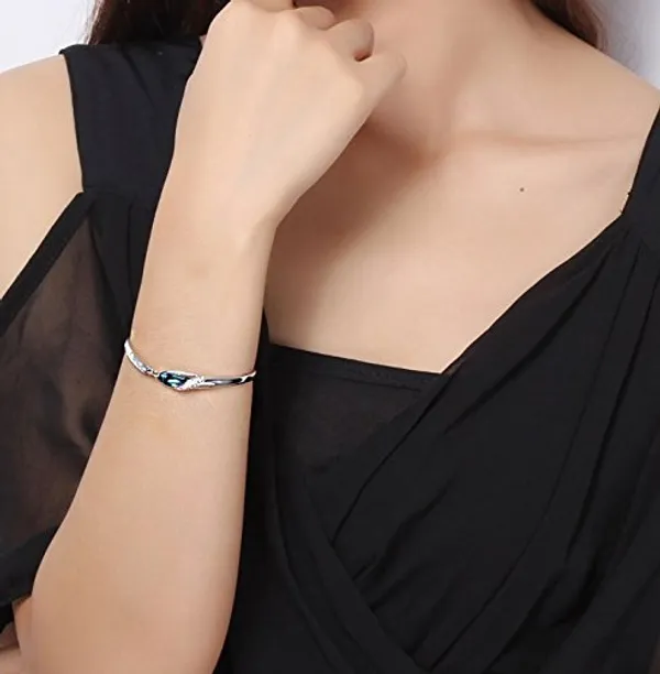 Silver_Tone_Blue_Accent_Bracelet_for_Women