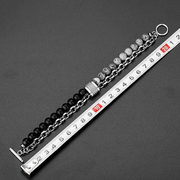 Black_And_White_Beaded_Chain_Bracelet_for_Men