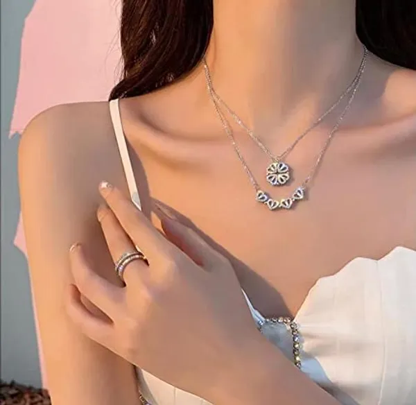 Silver_Tone_Convertible_Clover_Heart_Necklace_for_Women