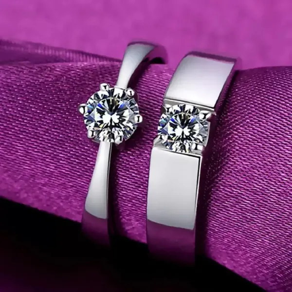 Silver-Tone_Solitaire_Couple_Rings_Set_for_Partners