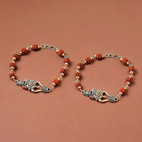 Multicolour_Stainless_Steel_Rudraksha_Bracelet_For_Unisex_-_Pack_of_2