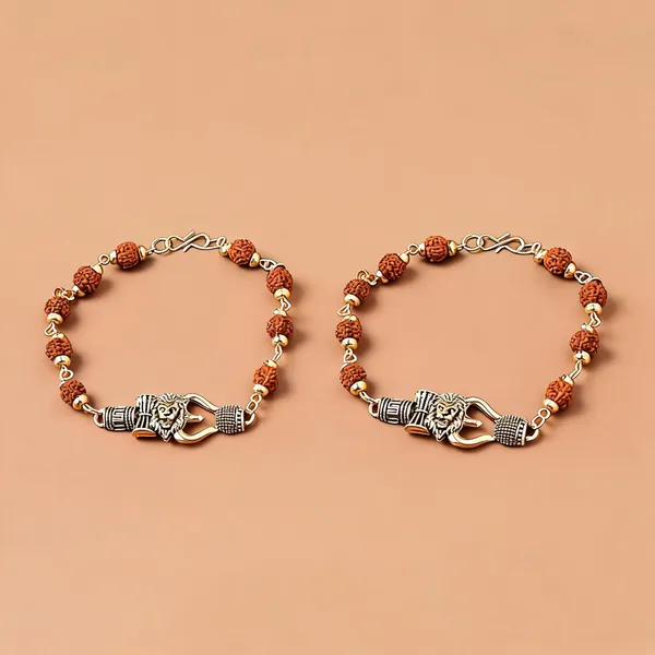 Multicolour_Stainless_Steel_Rudraksha_Bracelet_For_Unisex_-_Pack_of_2