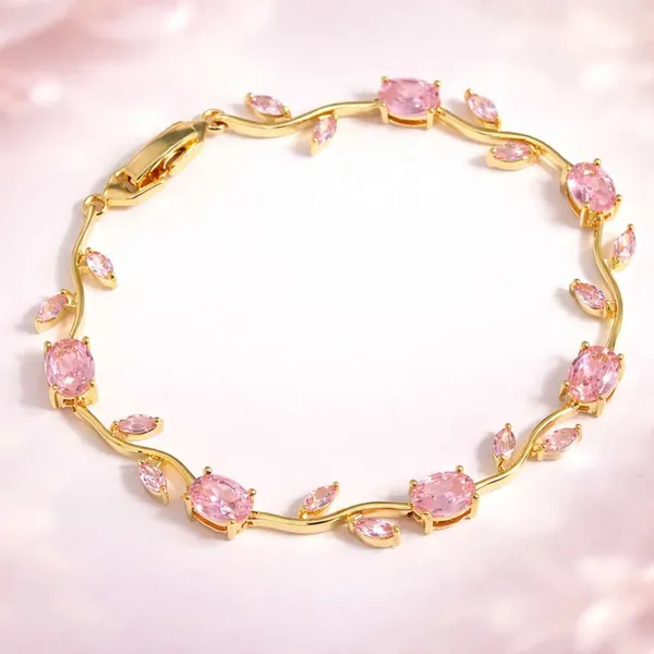 Gold_Tone_Pink_Stone_Floral_Bracelet_for_Women