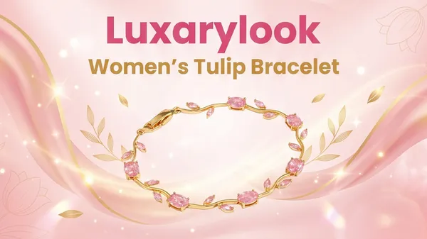 Gold-Tone_Pink_Tulip_Bracelet_for_Women