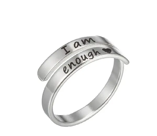 Silver_Stainless_Steel_I_Am_Enough_Engraved_Band_Ring_For_Unisex_-_Pack_of_2