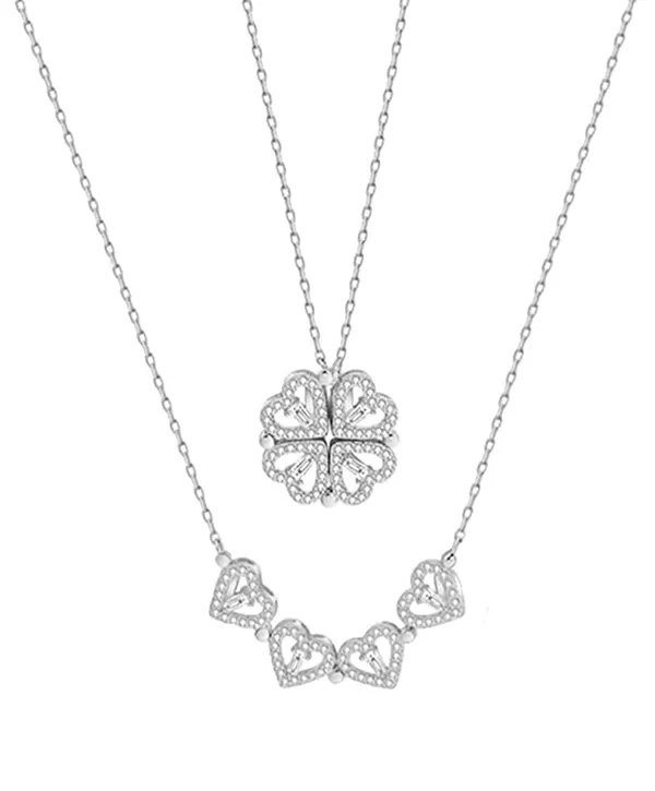 Silver_Tone_Convertible_Clover_Heart_Necklace_for_Women