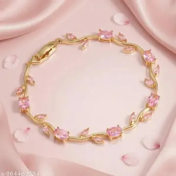 Gold-Tone_Pink_Tulip_Bracelet_for_Women