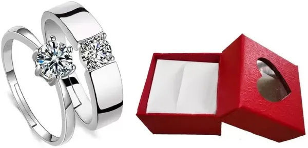 Silver-Tone_Solitaire_Couple_Rings_Set_for_Partners