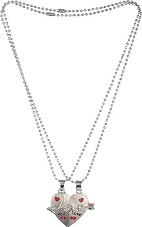 Silver_Tone_Love_Heart_Pendant_Necklace_Set_For_Couples