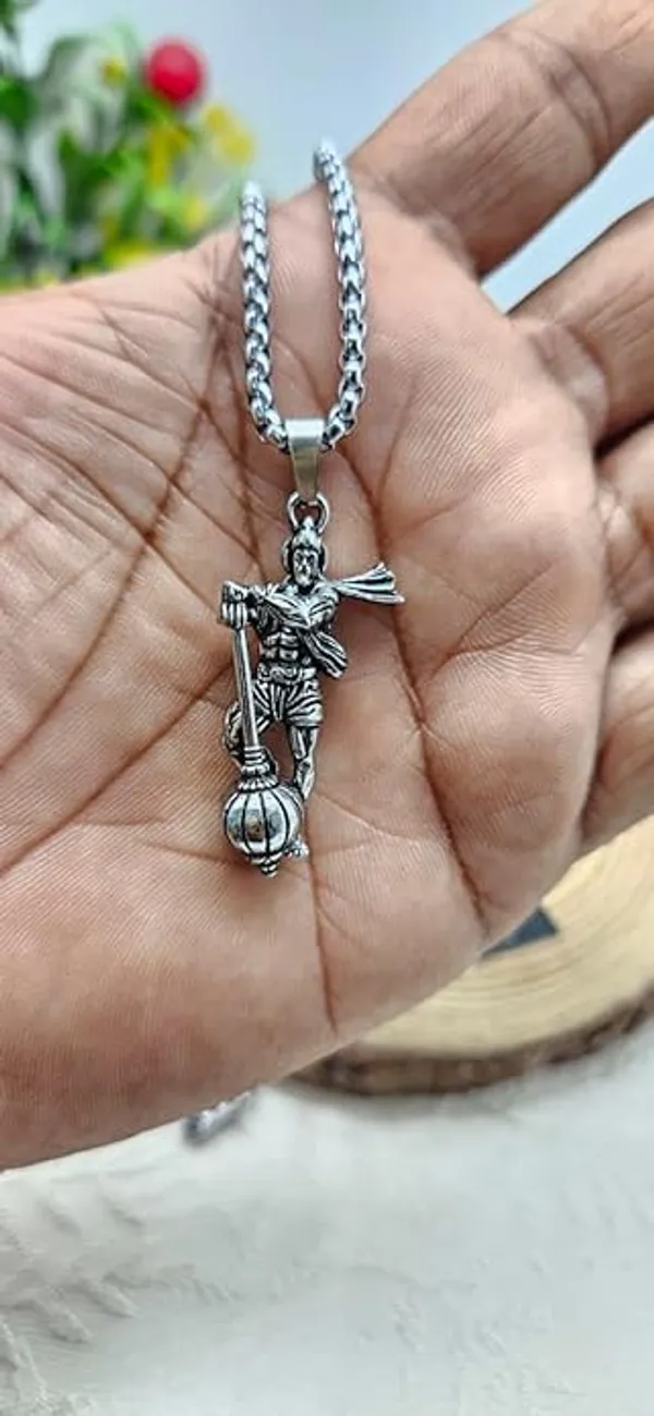 Silver_Tone_Hanuman_Pendant_Necklace_for_Men