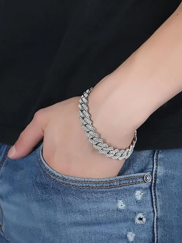Silver_Tone_Cubic_Zirconia_Cuban_Link_Bracelet_for_Men