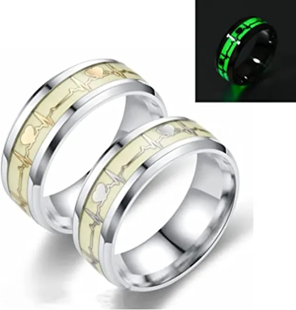 Silver_Gold_Tone_Heartbeat_Couple_Rings