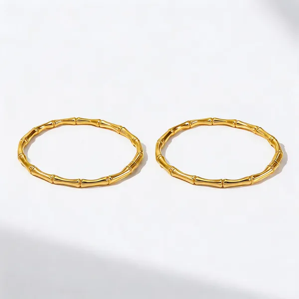 Gold_Stainless_Steel_Bamboo_Style_Bangle_For_Unisex_-_Pack_of_2