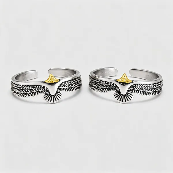 Silver_Stainless_Steel_Eagle_Design_Bracelet_For_Unisex_-_Pack_of_2