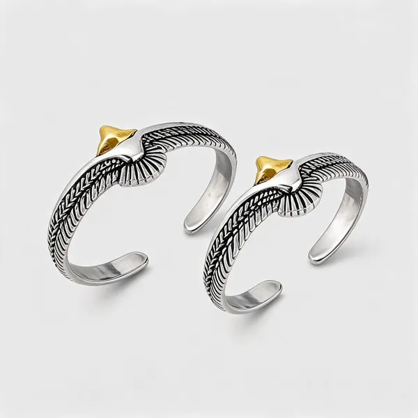 Silver_Stainless_Steel_Eagle_Design_Bracelet_For_Unisex_-_Pack_of_2