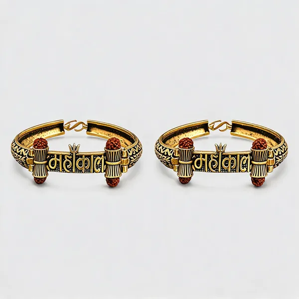 Golden_Stainless_Steel_Rudraksha_Kada_Bracelet_For_Unisex_-_Pack_of_2