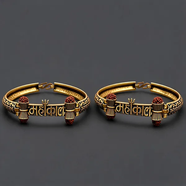 Golden_Stainless_Steel_Rudraksha_Kada_Bracelet_For_Unisex_-_Pack_of_2