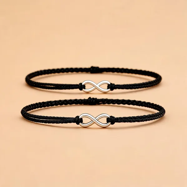 Black_Stainless_Steel_Cord_Infinity_Charm_Bracelet_For_Unisex_-_Pack_of_2