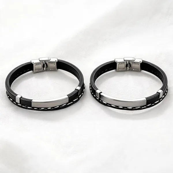 Black_Stainless_Steel_Braided_Bracelet_For_Unisex_-_Pack_of_2