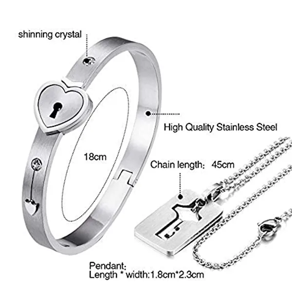 Silver_Stainless_Steel_Lock_And_Key_Jewellery_Set_for_Unisex
