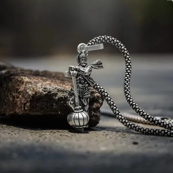 Silver_Tone_Hanuman_Pendant_Necklace_for_Men