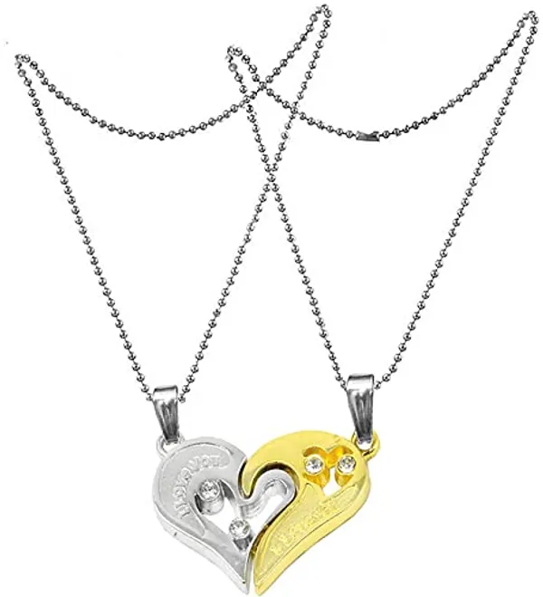 Gold_Silver_Couple_Heart_Pendant_Necklace_Set_for_Partners