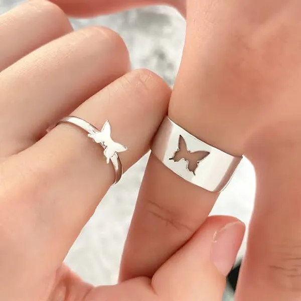 Silver-Tone_Butterfly_Ring_Set_For_Women
