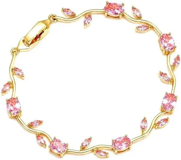Gold_Tone_Pink_Crystal_Link_Bracelet_for_Women