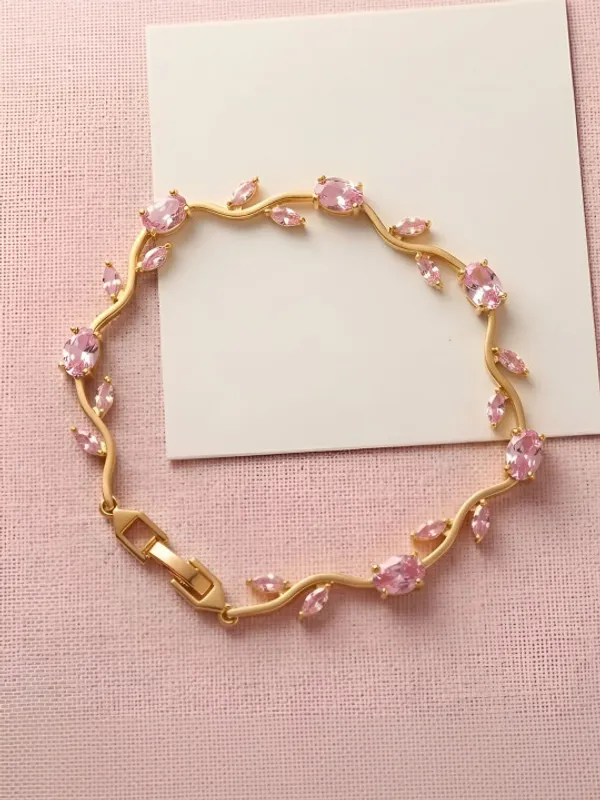 Gold-Tone_Pink_Tulip_Bracelet_for_Women