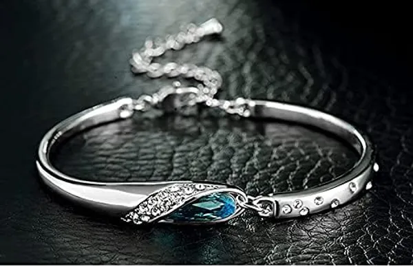 Silver_Tone_Blue_Accent_Bracelet_for_Women