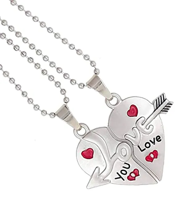 Silver_Tone_Love_Heart_Pendant_Necklace_Set_For_Couples