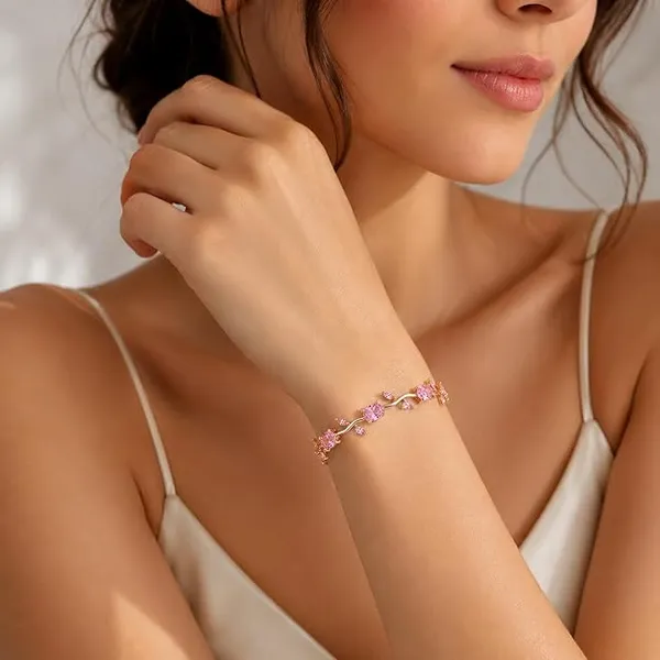 Gold_Tone_Pink_Crystal_Link_Bracelet_for_Women