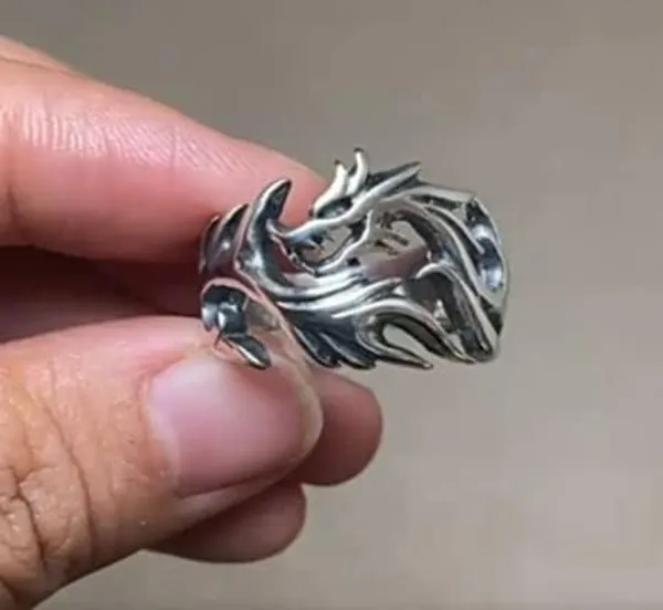 Silver_Stainless_Steel_Dragon_Ring_For_Unisex_-_Pack_of_2