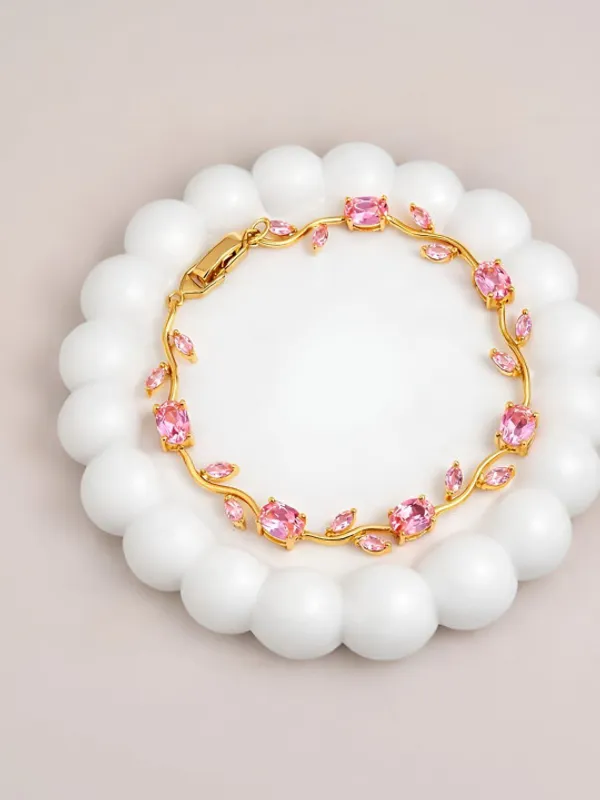 Gold-Tone_Pink_Tulip_Bracelet_for_Women