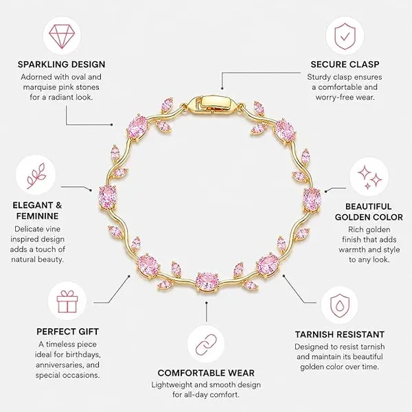 Gold_Tone_Pink_Crystal_Link_Bracelet_for_Women