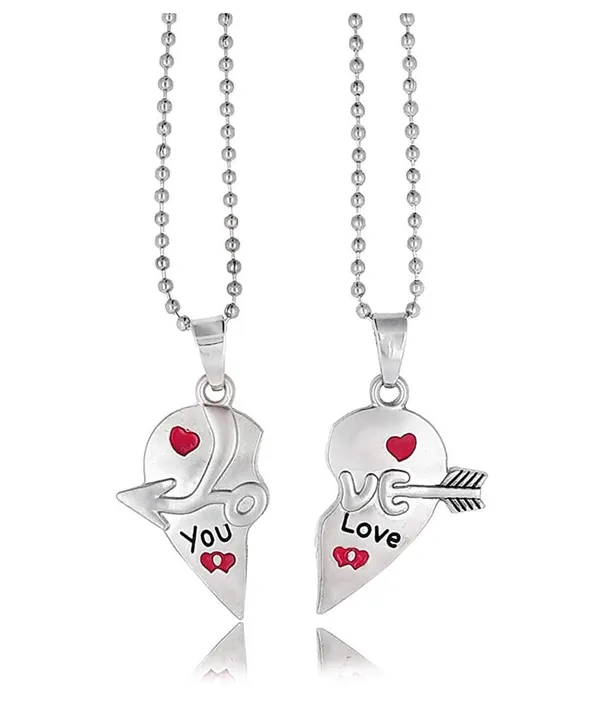 Silver_Tone_Love_Heart_Pendant_Necklace_Set_For_Couples