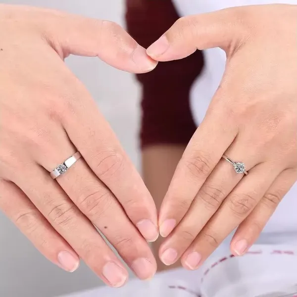 Silver-Tone_Solitaire_Couple_Rings_Set_for_Partners