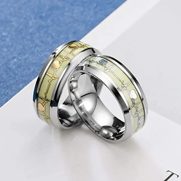 Silver_Gold_Tone_Heartbeat_Couple_Rings