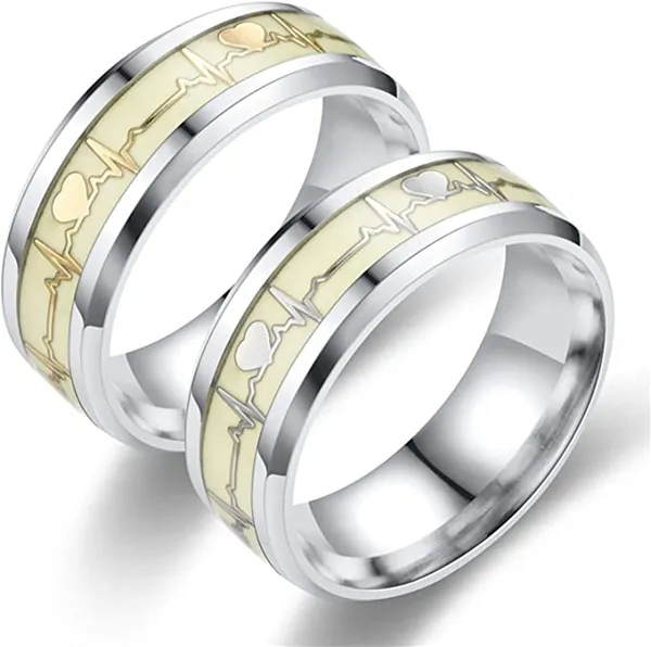 Silver_Gold_Tone_Heartbeat_Couple_Rings