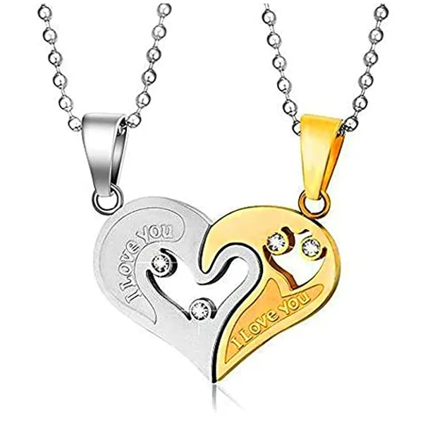Gold_Silver_Couple_Heart_Pendant_Necklace_Set_for_Partners