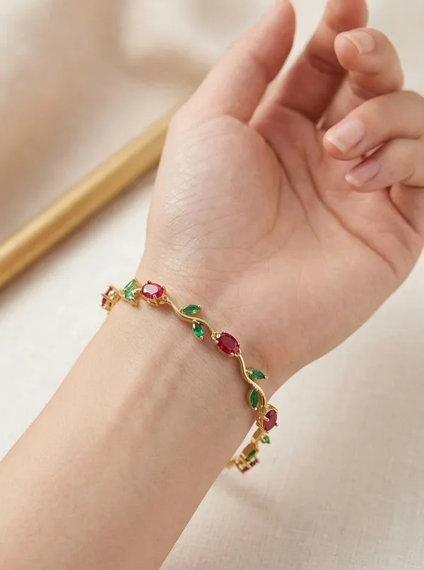 Gold_Tone_Red_And_Green_Stone_Bracelet_for_Women