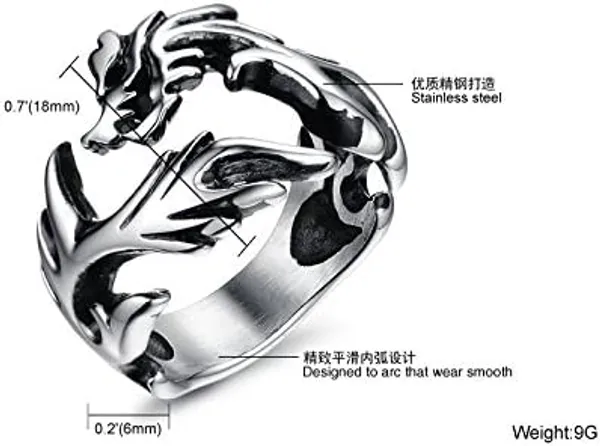 Silver_Stainless_Steel_Dragon_Ring_For_Unisex_-_Pack_of_2