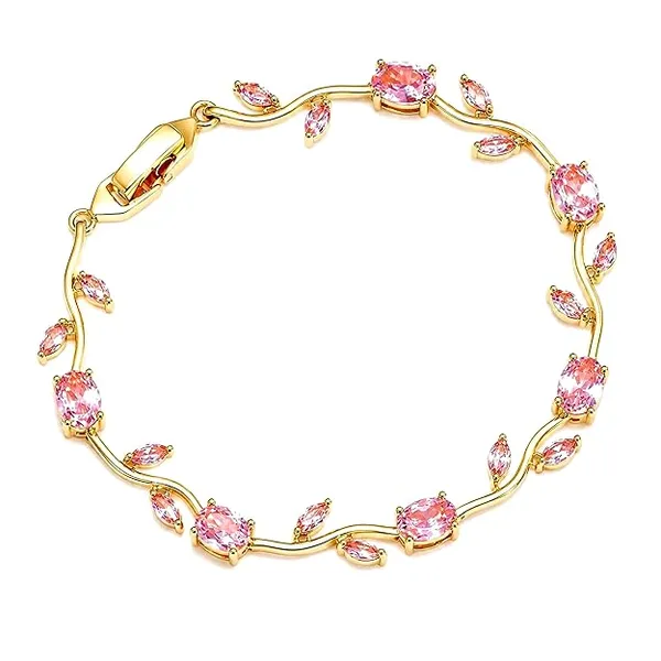 Gold_Tone_Pink_Crystal_Link_Bracelet_for_Women